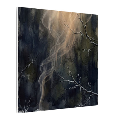 Incense Smoke Winter Canvas Art | Dark Japandi Moody Design