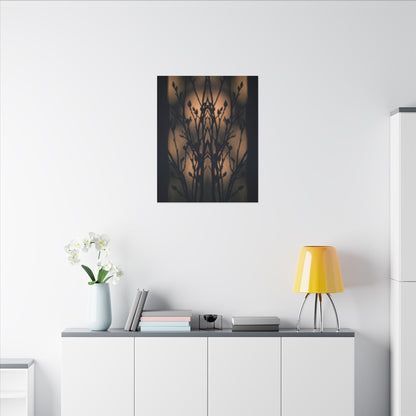 Dark Japandi Shadow Play in Golden Hour | Shadow Zen Canvas Art