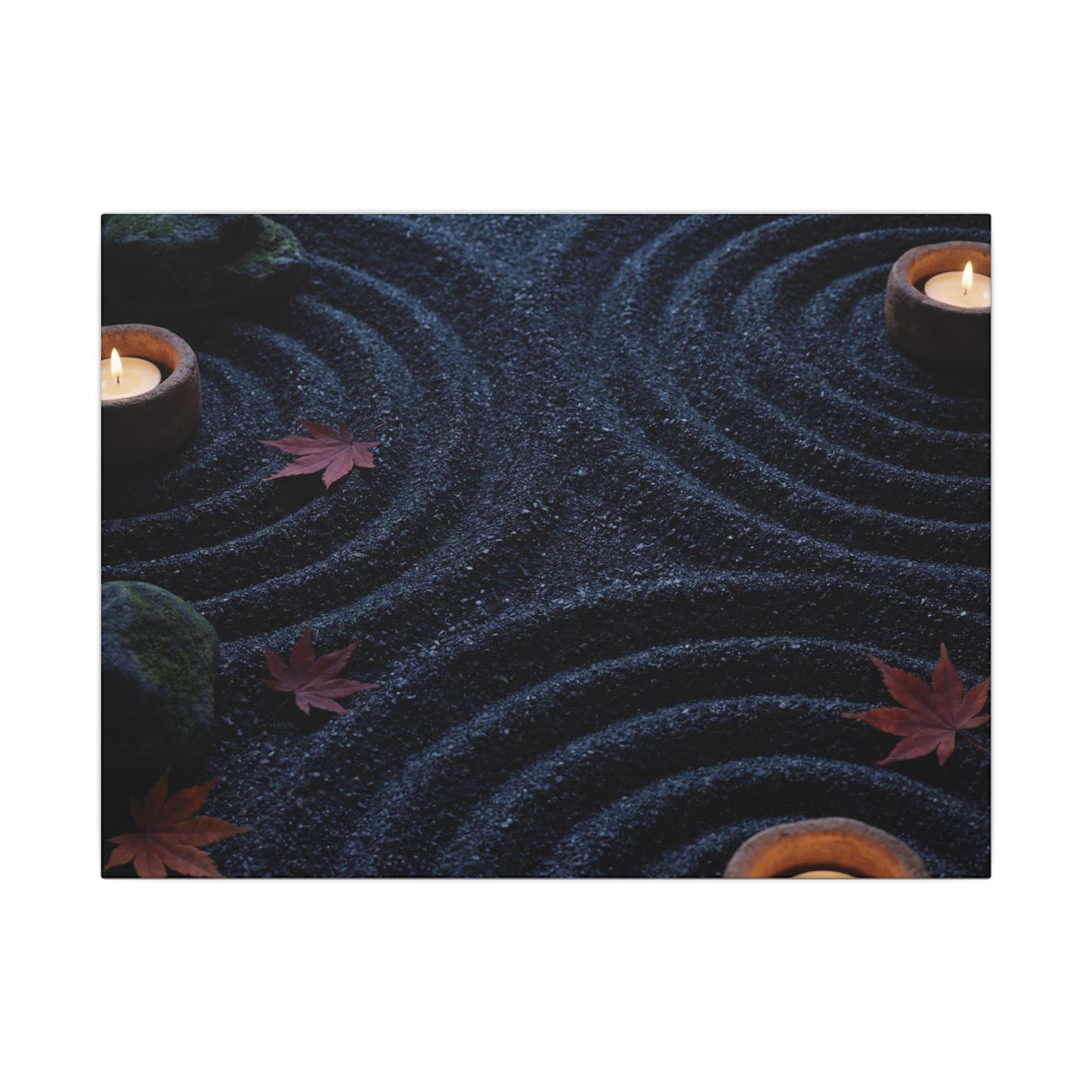 Seijaku Rock Garden Canvas Art - Dark Japandi Dark Texture Art Print