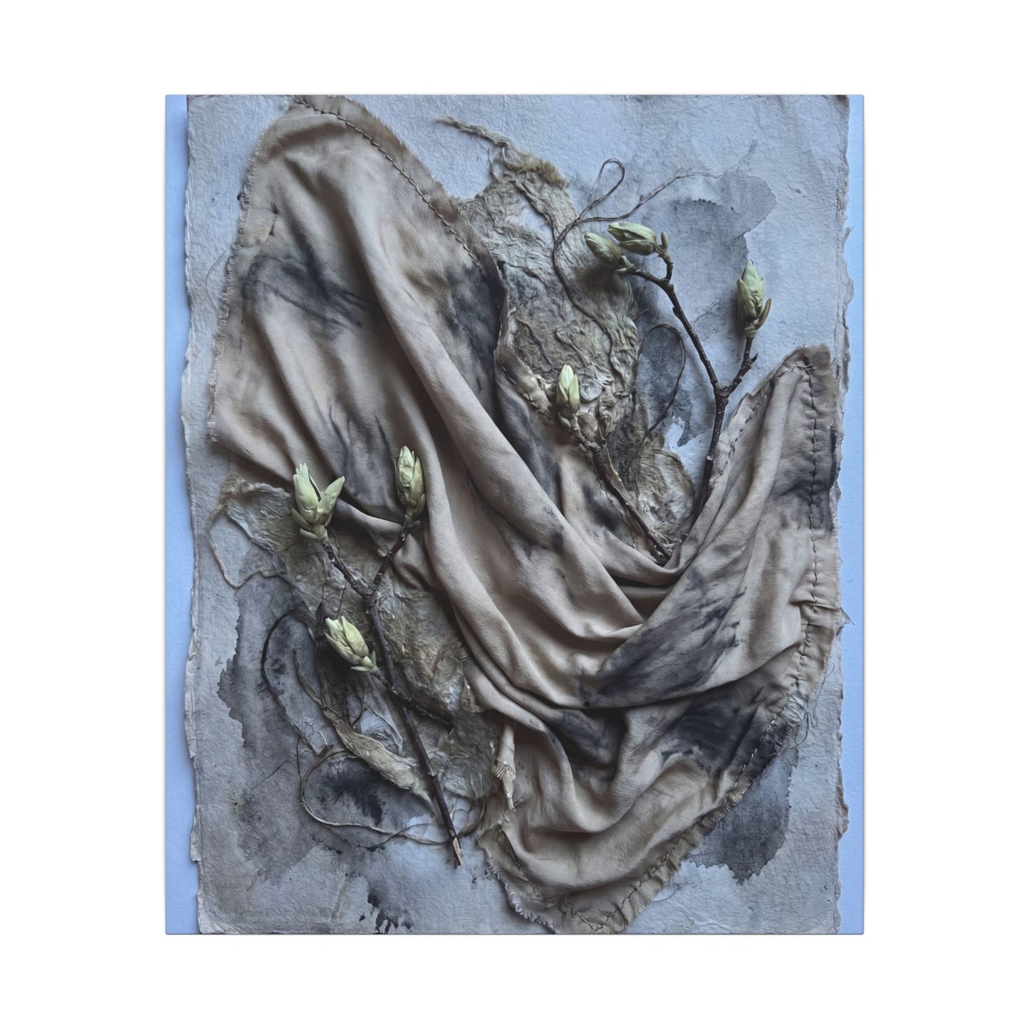 Japandi Silk Drape in Moonlight | Texture Canvas Art
