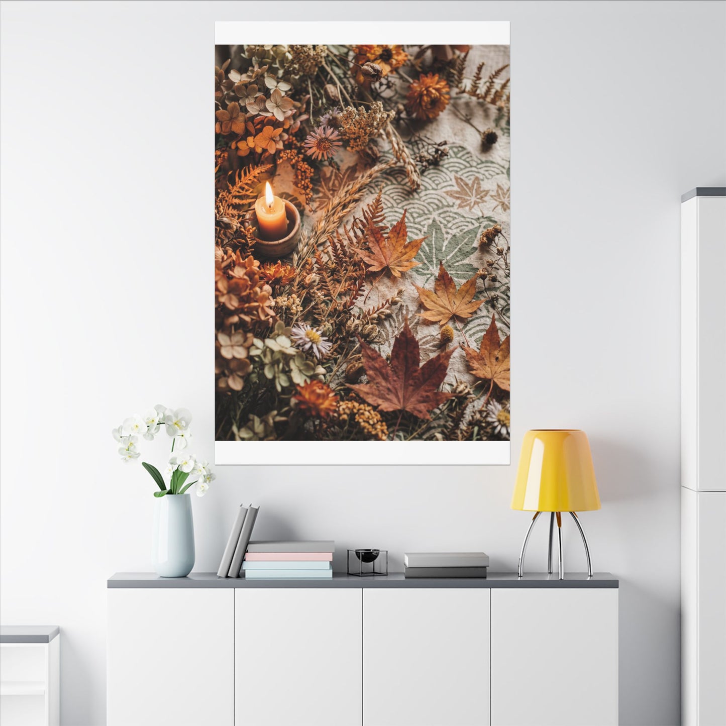 Candlelight Dried Flowers Canvas Art - Japandi Seijaku