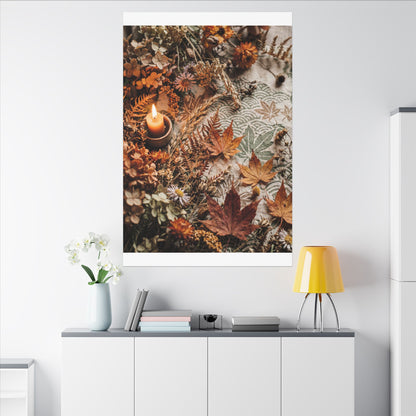 Candlelight Dried Flowers Canvas Art - Japandi Seijaku