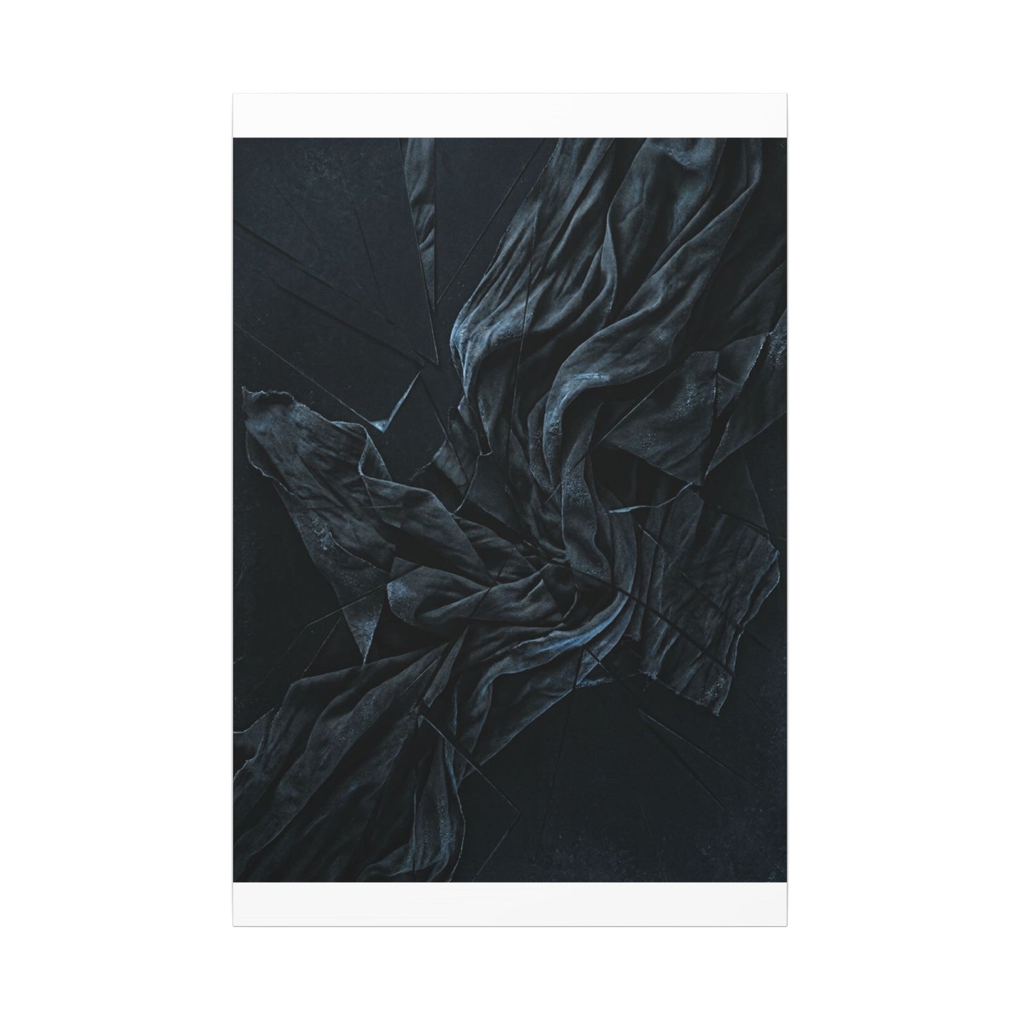 Dark Japandi Silk Drape in Moonlight | Moody Minimal Canvas Art