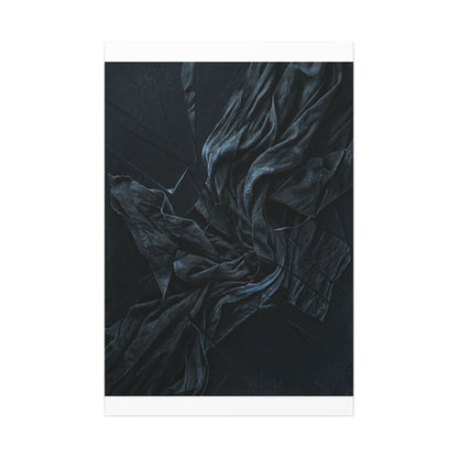 Dark Japandi Silk Drape in Moonlight | Moody Minimal Canvas Art