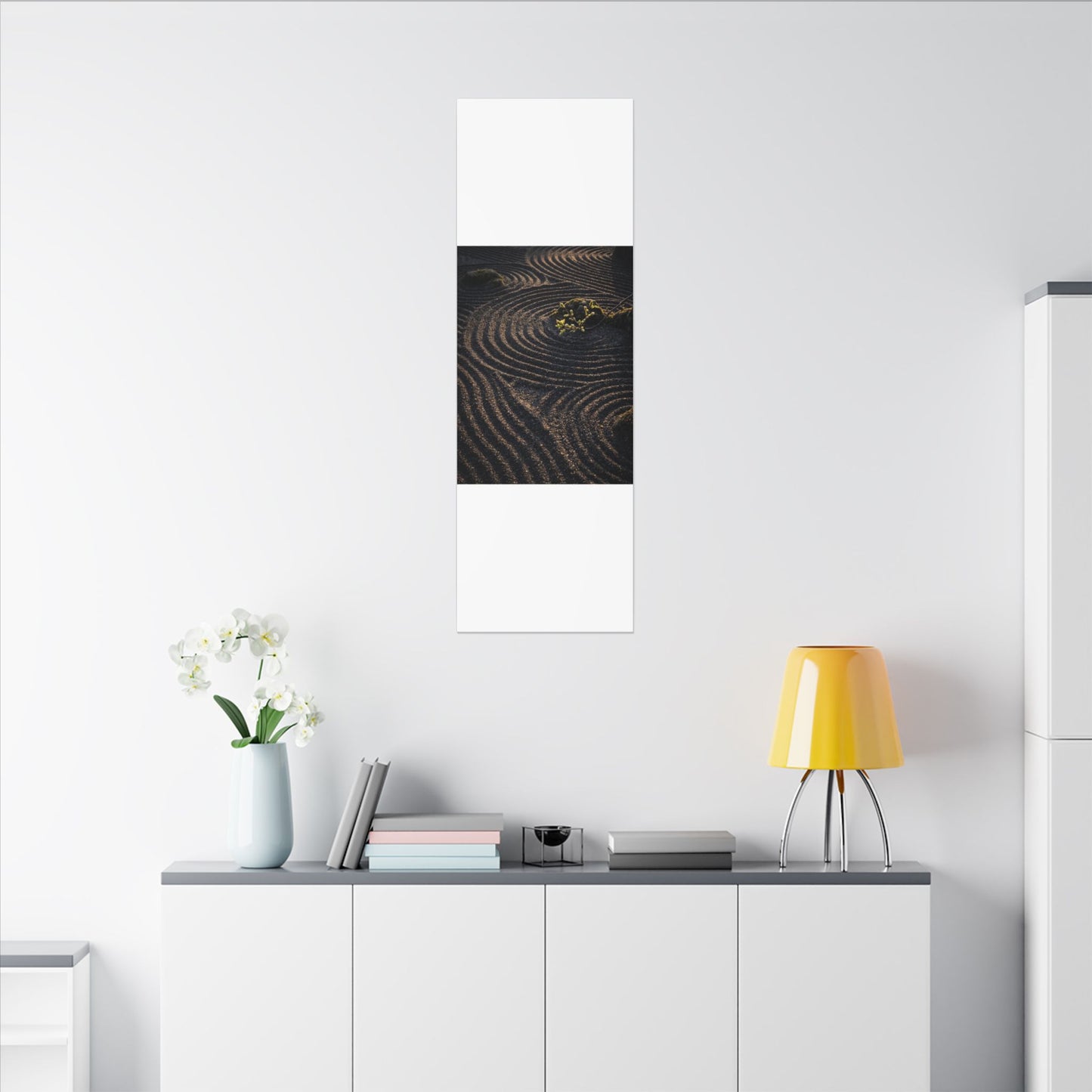 Spring Rock Garden Shadow Zen Canvas Art | Atmospheric Decor