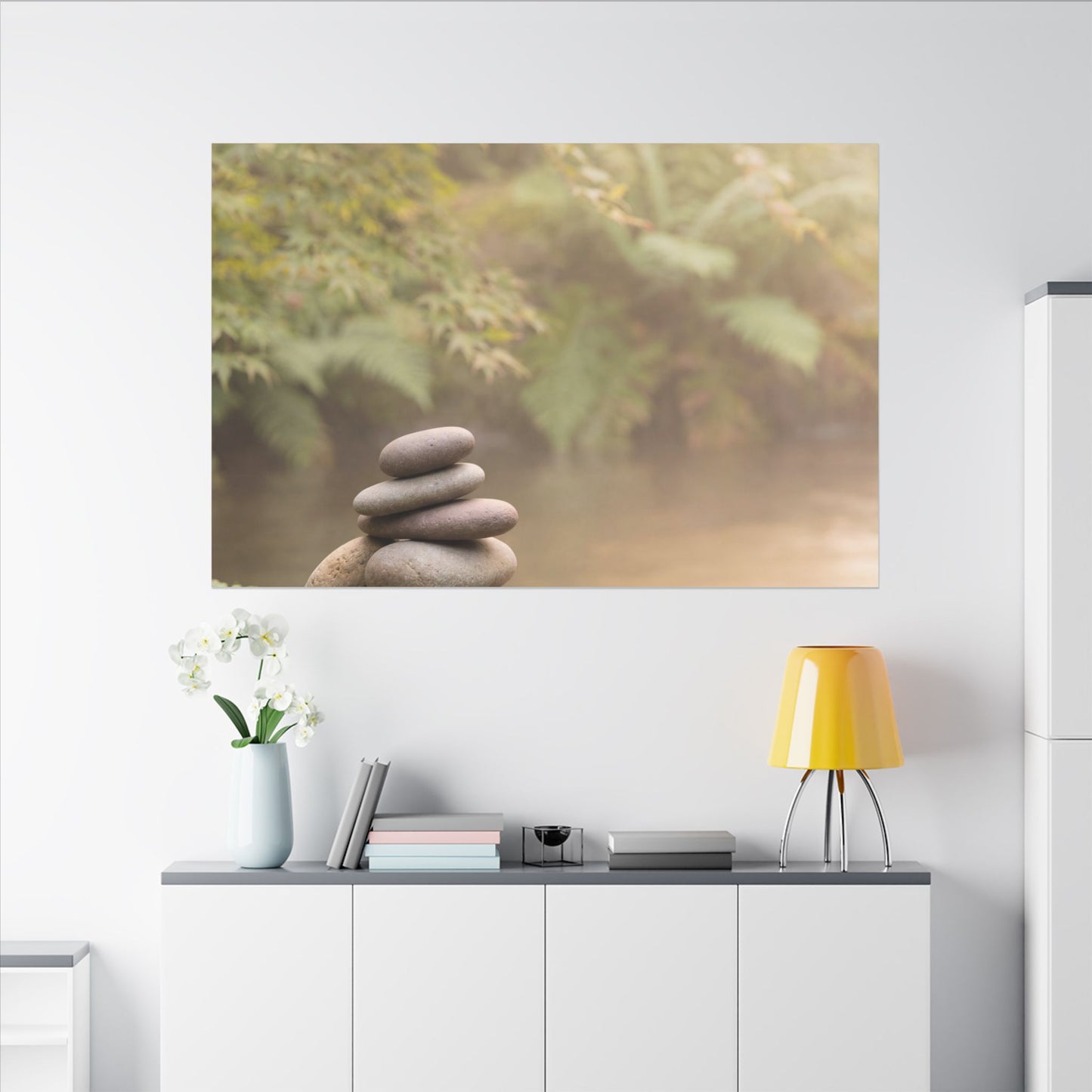Cozy River Stones Canvas Art - Japanese Pattern Japandi