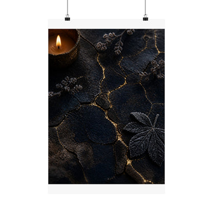 Luxurious Cracked Earth Wall Art Print - Moody Minimal Dark Japandi