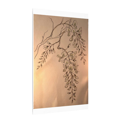 Japandi Wisteria in Candlelight | Minimal Line Canvas Art