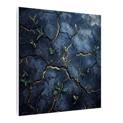 Cracked Earth Spring Canvas Art | Kintsugi Healing Design