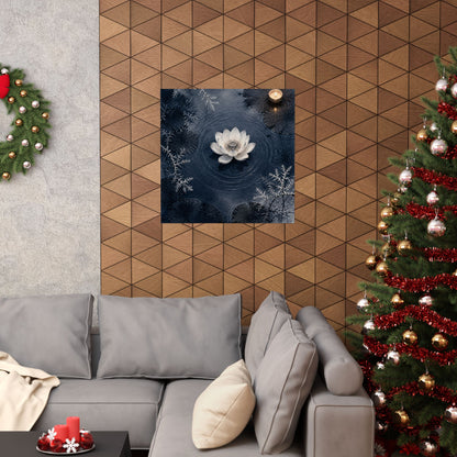 Lotus Flower Wall Art Print | Winter Zen Sumi E Art