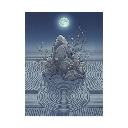 Spring Rock Garden Ukiyo E Inspired Canvas Art | Tranquil Decor