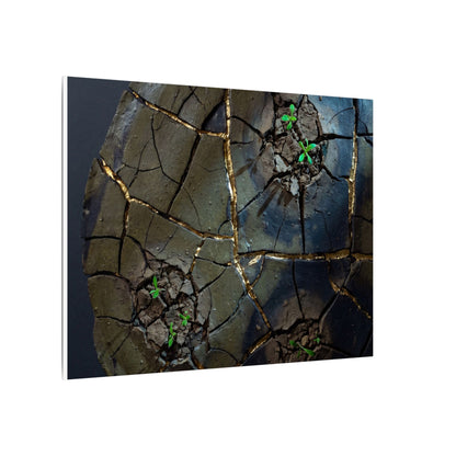 Dark Japandi Cracked Earth in Moonlight | Moody Minimal Canvas Art