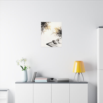 Tea Ceremony Sumi E Canvas Art | Serene Zen Art