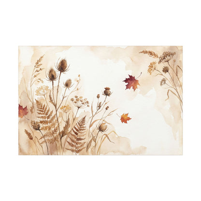 Dried Flowers Canvas Art | Autumn Japandi Watercolor Art