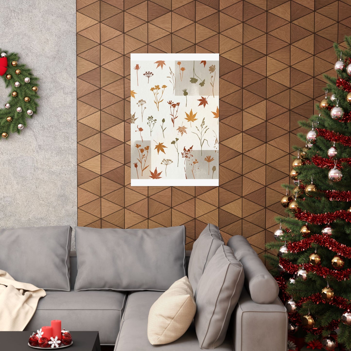 Warm Dried Flowers Wall Art Print - Japanese Pattern Japandi