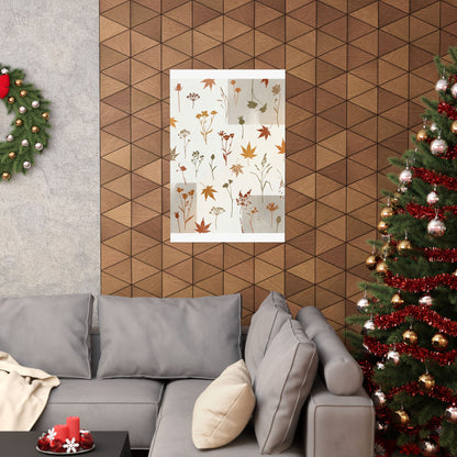 Warm Dried Flowers Wall Art Print - Japanese Pattern Japandi