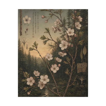 Spring Cherry Blossom Herbarium Canvas Art | Nostalgic Decor