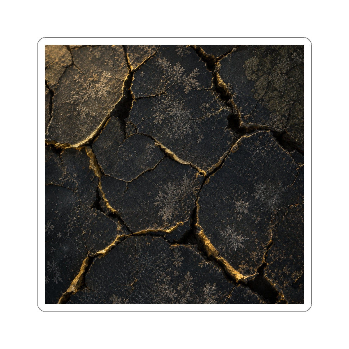 Cracked Earth Shadow Zen Sticker | Luxurious Dark Japandi Art