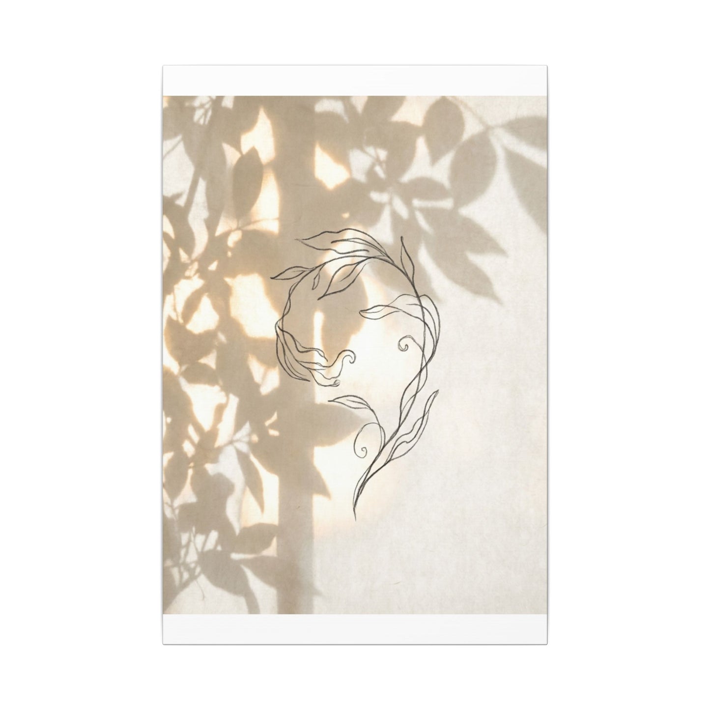 Warm Shoji Screen Canvas Art - Minimal Line Japandi