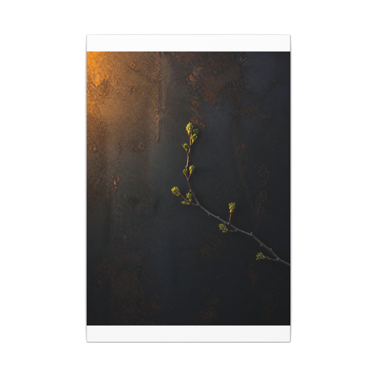 Dark Japandi Rust Patina in Golden Hour | Moody Minimal Canvas Art