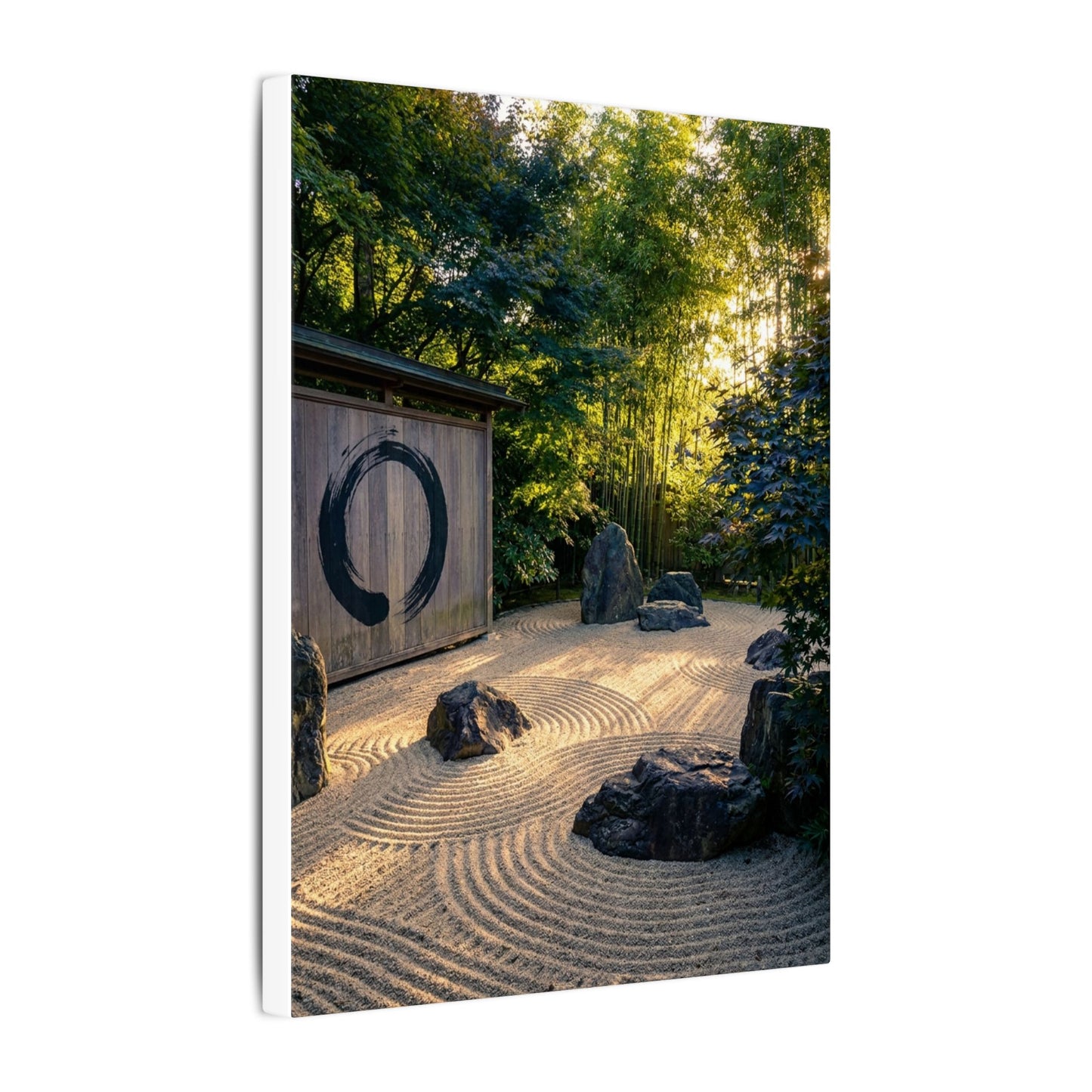 Rock Garden Enso Canvas Art | Tranquil Zen Art