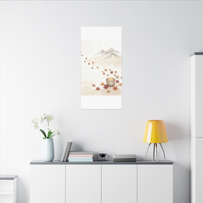 Earthy Mountain Mist Canvas Art - Japanese Pattern Japandi