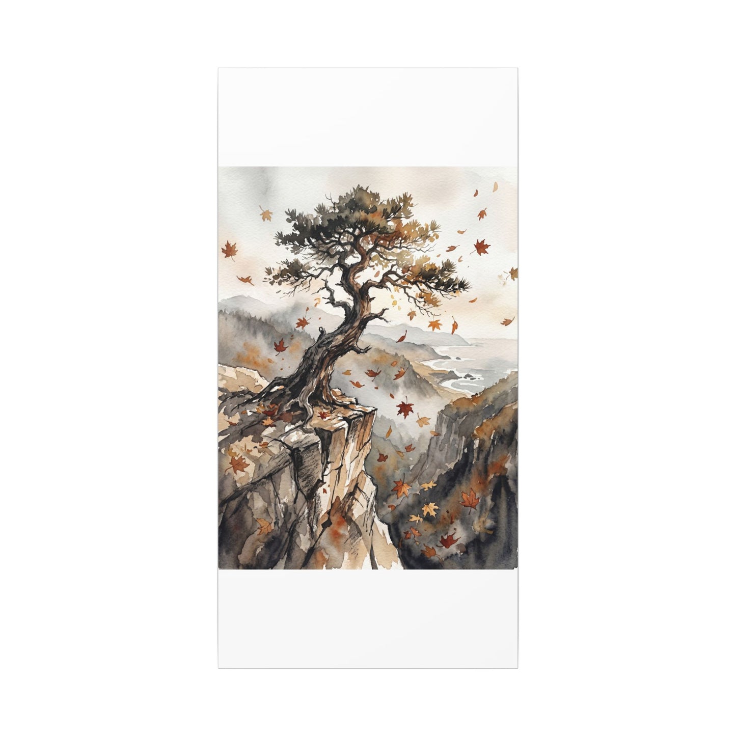 Autumn Pine Tree Watercolor Canvas Art | Warm Decor