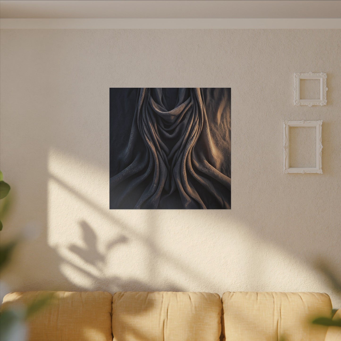 Moody Silk Drape Canvas Art - Shadow Zen Dark Japandi
