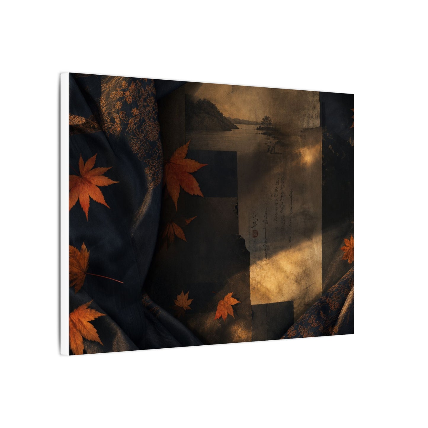 Autumn Silk Drape Shadow Zen Canvas Art | Bold Decor