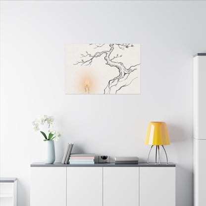 Candlelight Pine Tree Canvas Art - Japandi Shibui