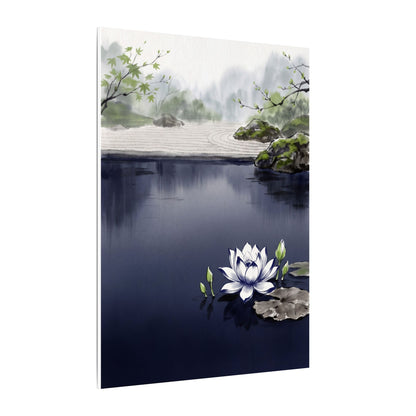 Lotus Flower Karesansui Canvas Art | Tranquil Zen Art