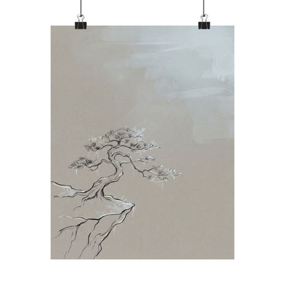Ma Pine Tree Wall Art Print - Japandi Minimal Line Art Print