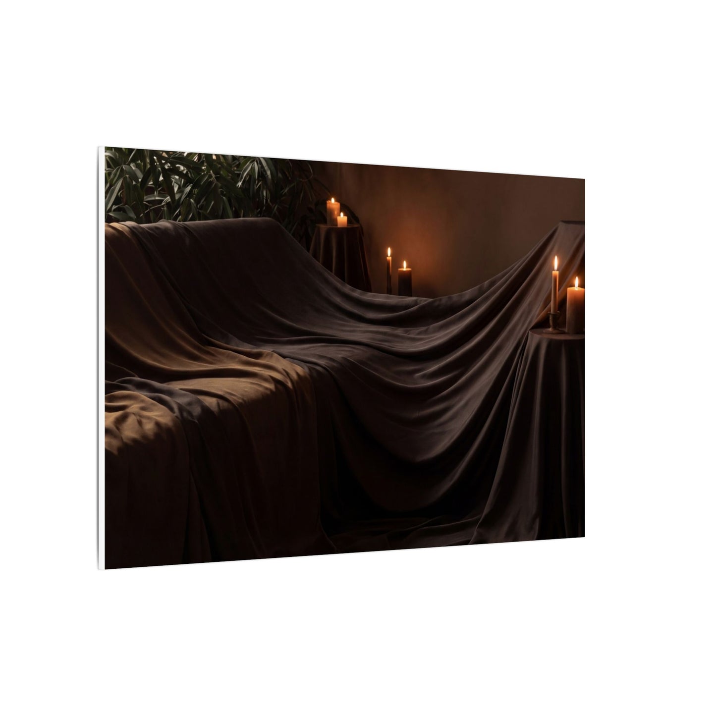 Candlelight Silk Drape Canvas Art - Dark Japandi Ma