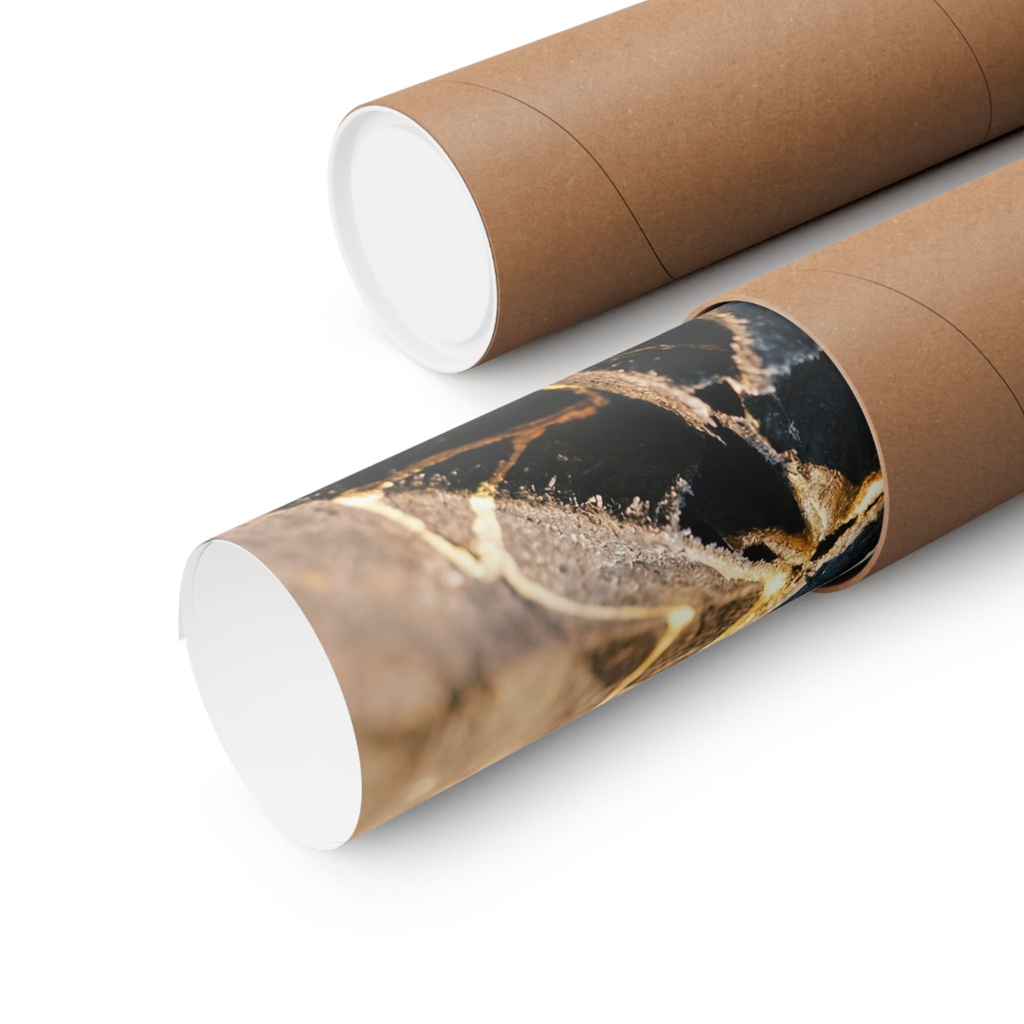 Paper Fold Wall Art Print | Winter Kintsugi Gold Repair Art