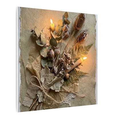 Dried Flowers Texture Canvas Art | Warm Japandi Art