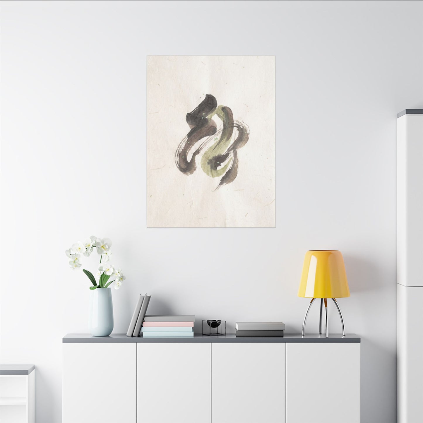 Ink Brushstroke Canvas Art | Spring Japandi Japanese Pattern Art