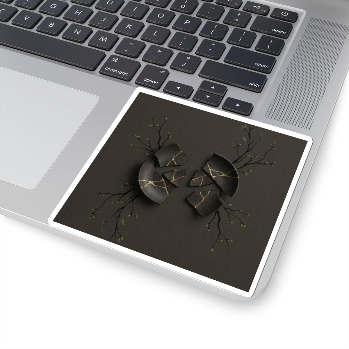 Bold Broken Pottery Sticker - Charcoal Ink Dark Japandi