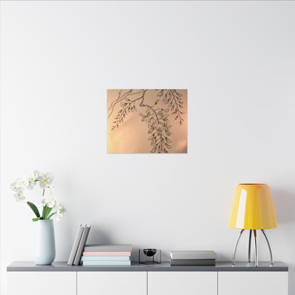 Japandi Wisteria in Candlelight | Minimal Line Canvas Art