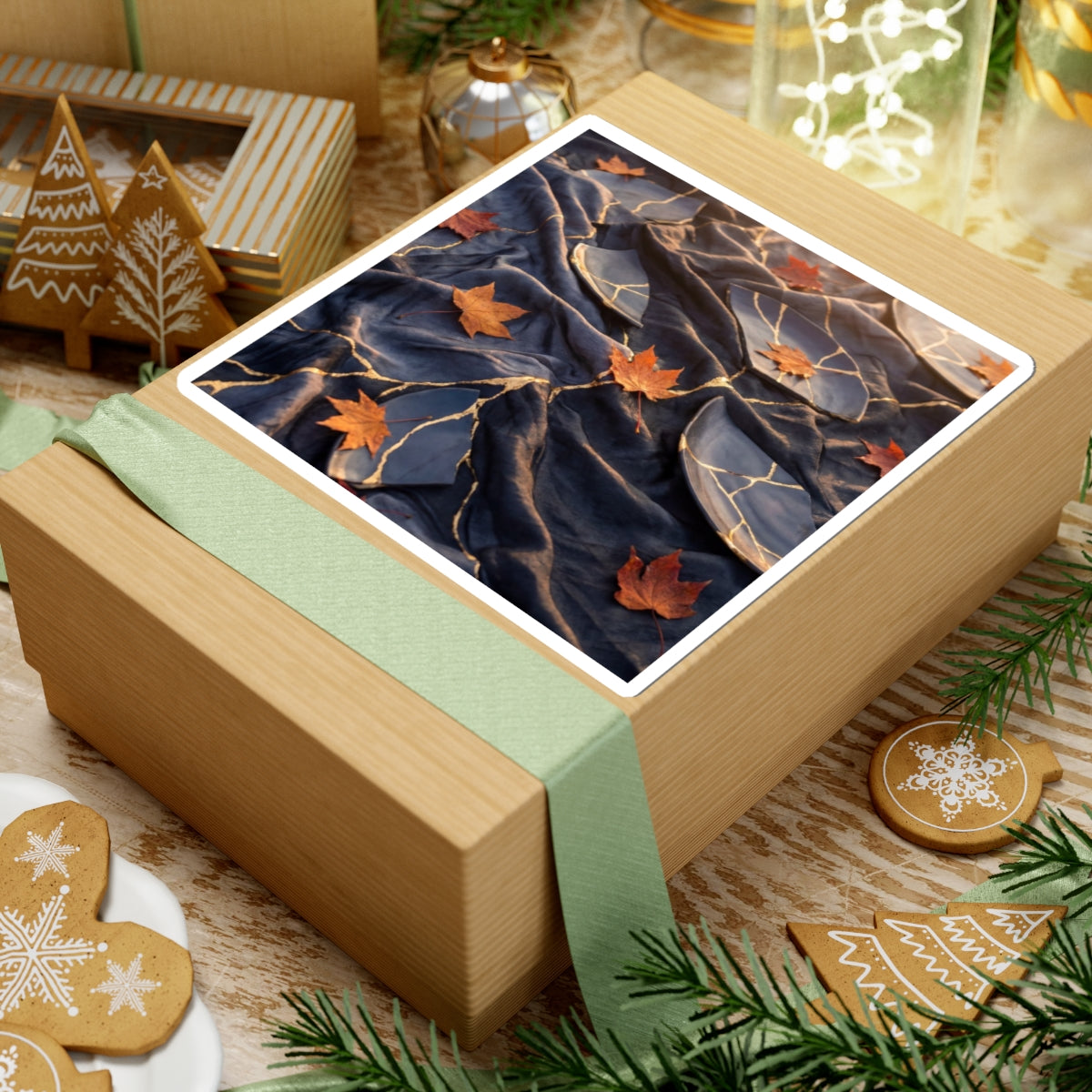 Beautiful Silk Drape Sticker - Gold Repair Kintsugi Art Print