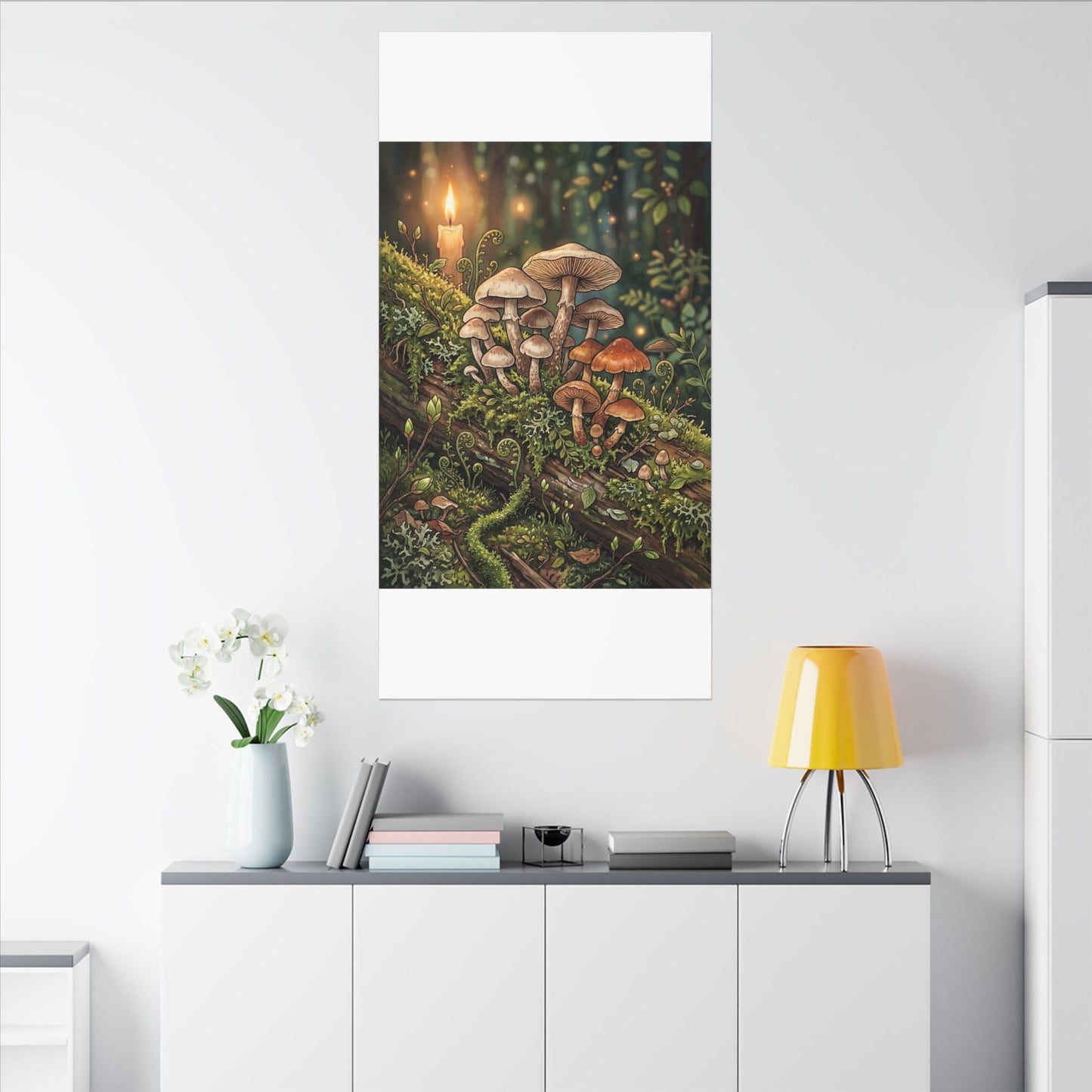 Spring Wild Mushrooms Herbarium Canvas Art | Rustic Decor