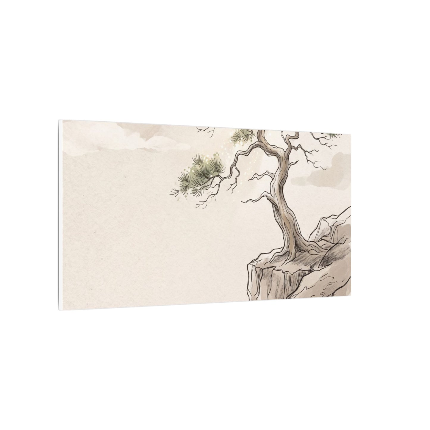 Japandi Pine Tree in Dappled | Minimal Line Canvas Art