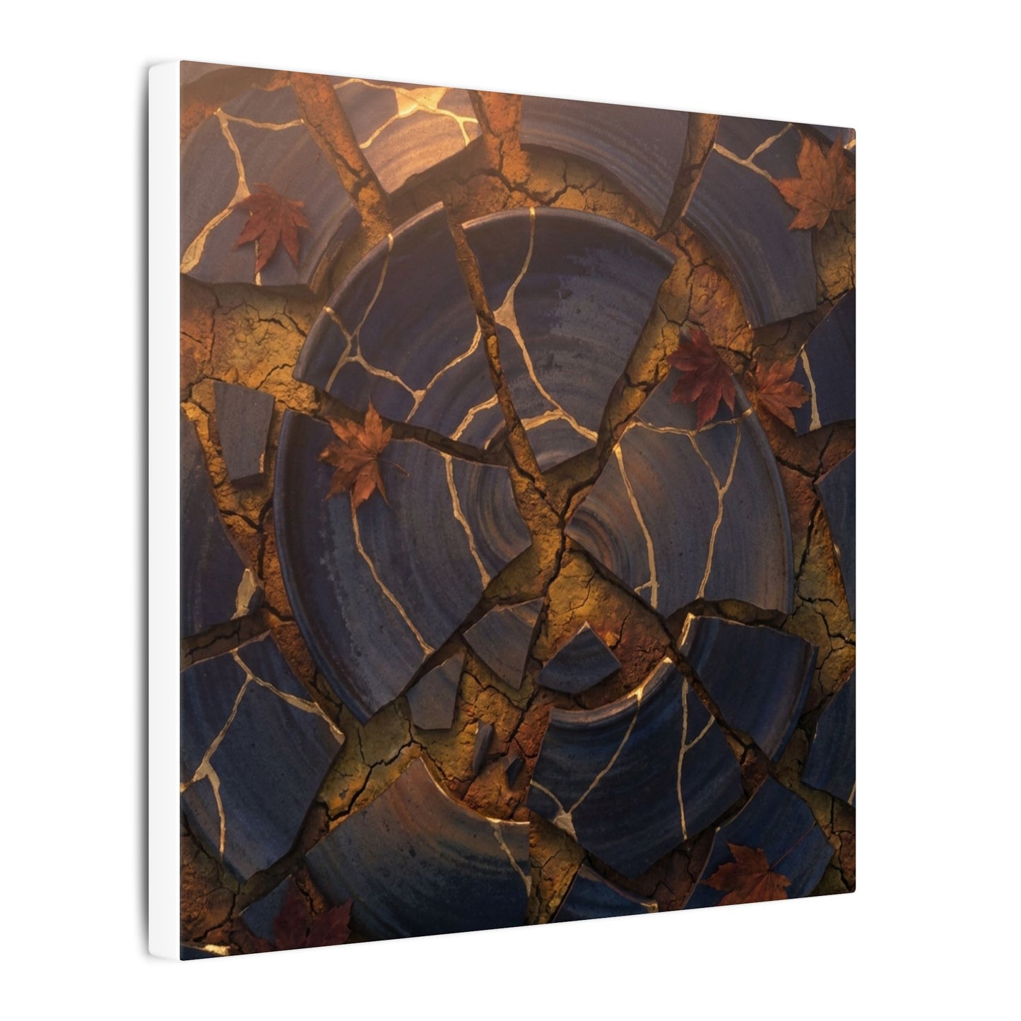 Autumn Cracked Earth Gold Repair Canvas Art | Philosophical Decor