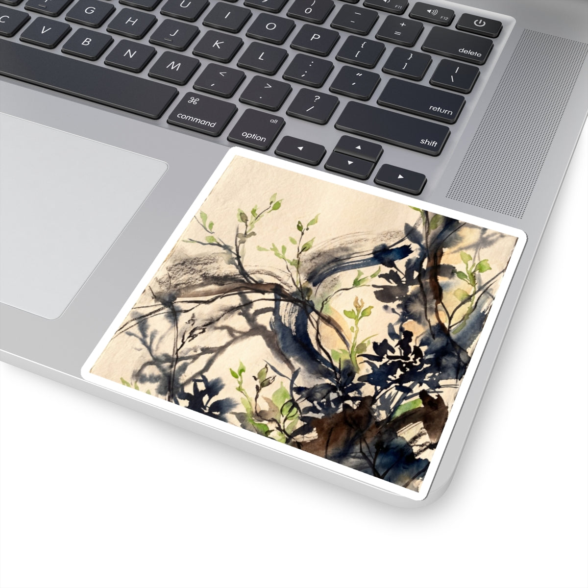 Spring Shadow Play Charcoal Ink Sticker | Moody Decor