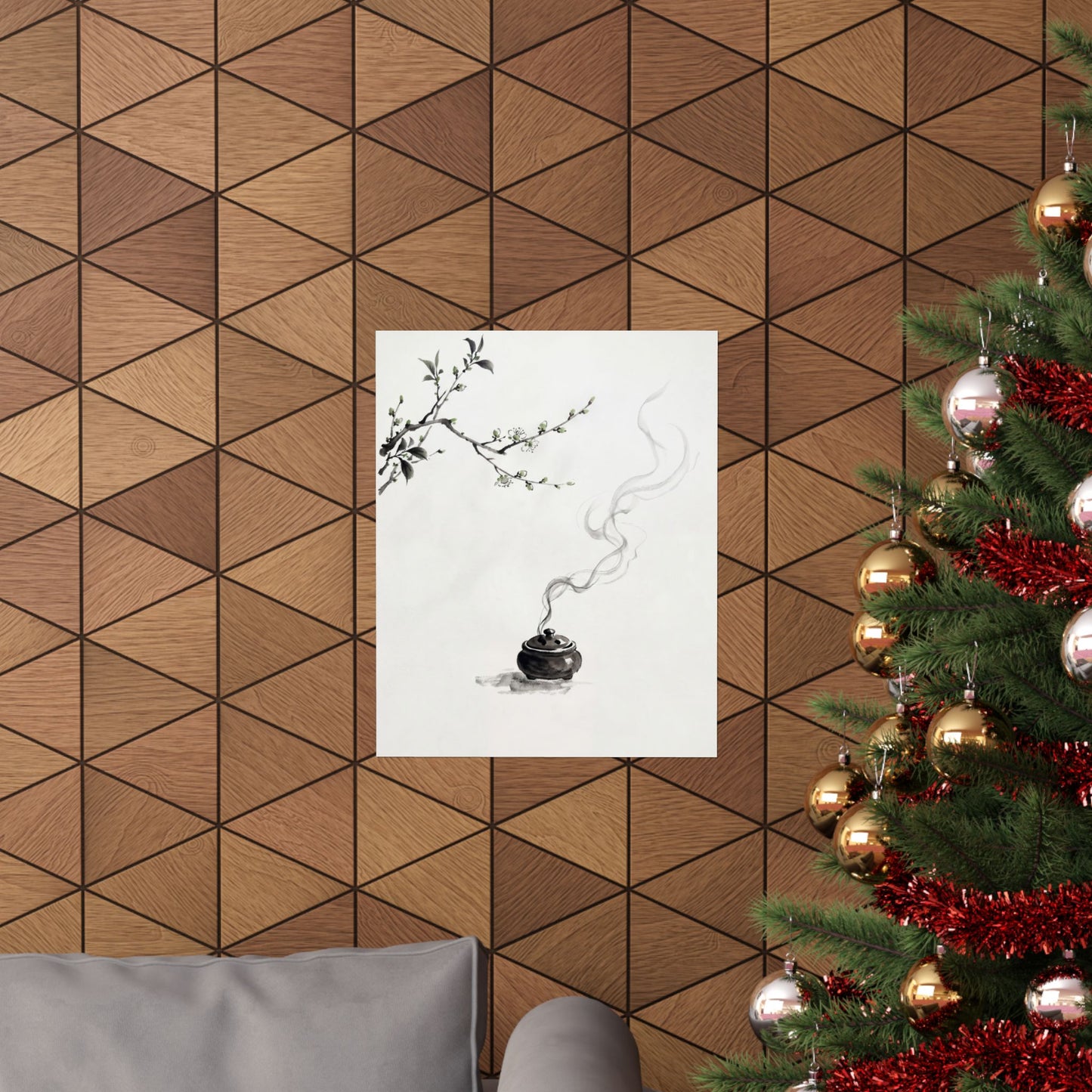 Ma Incense Smoke Wall Art Print - Zen Sumi E