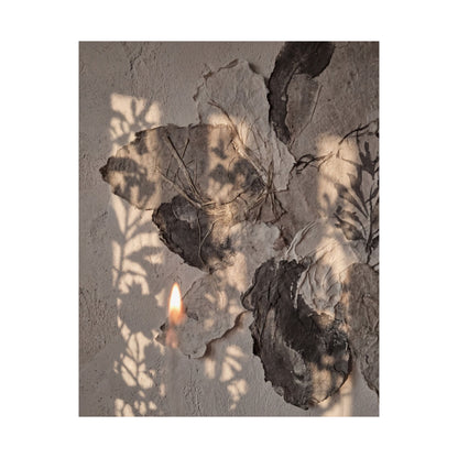 Japandi Shadow Play in Candlelight | Texture Wall Art Print