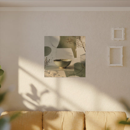 Warm Ceramic Bowl Canvas Art - Minimal Line Japandi