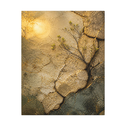 Cracked Earth Spring Canvas Art | Japandi Warm Design