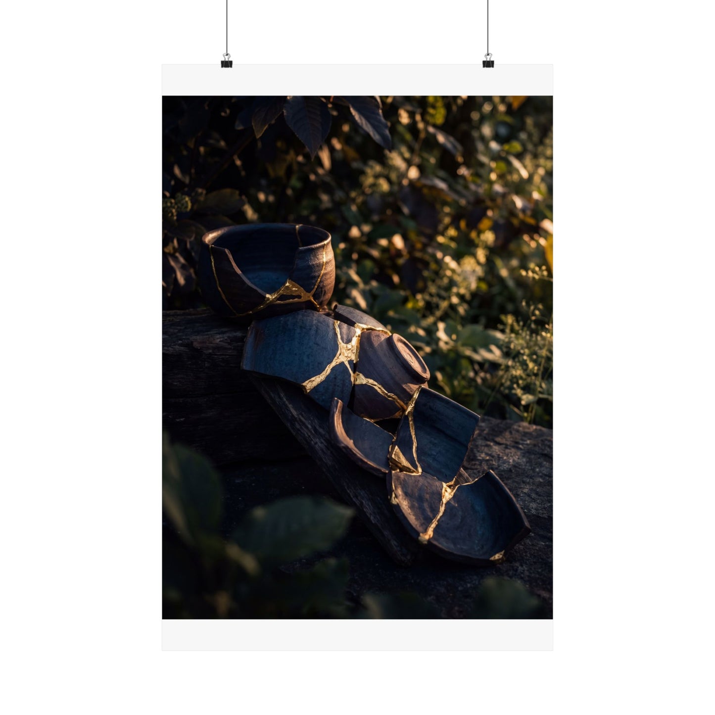 Mono No Aware Broken Pottery Wall Art Print - Dark Japandi Shadow Zen