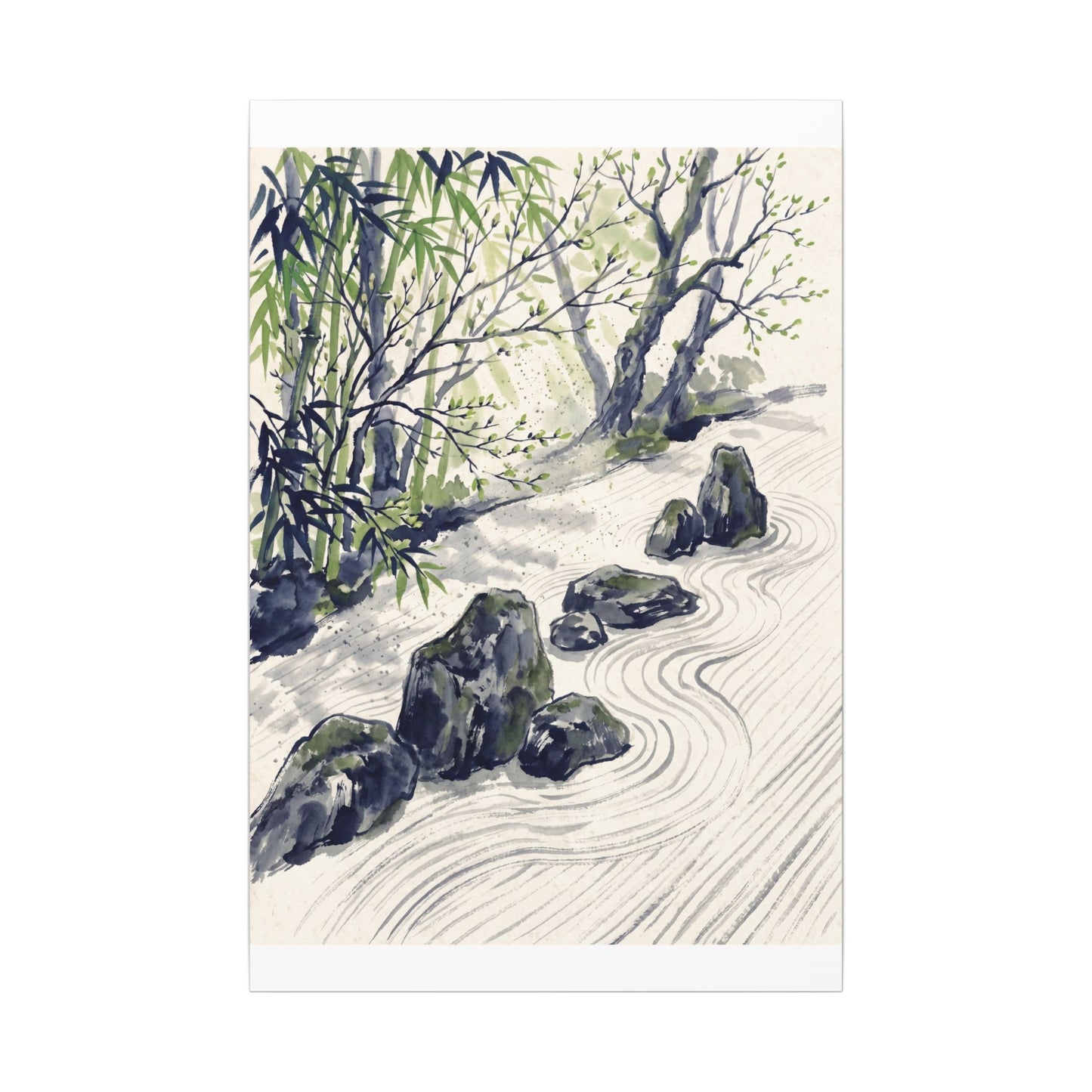 Dappled Rock Garden Canvas Art - Zen Mono No Aware
