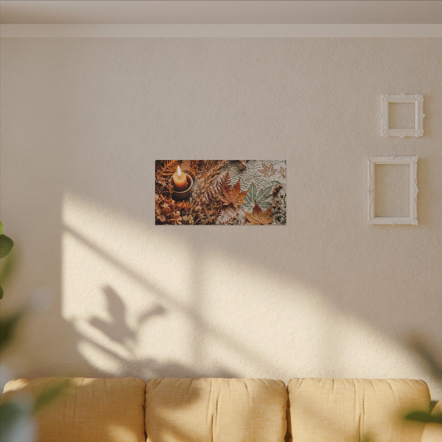 Candlelight Dried Flowers Canvas Art - Japandi Seijaku